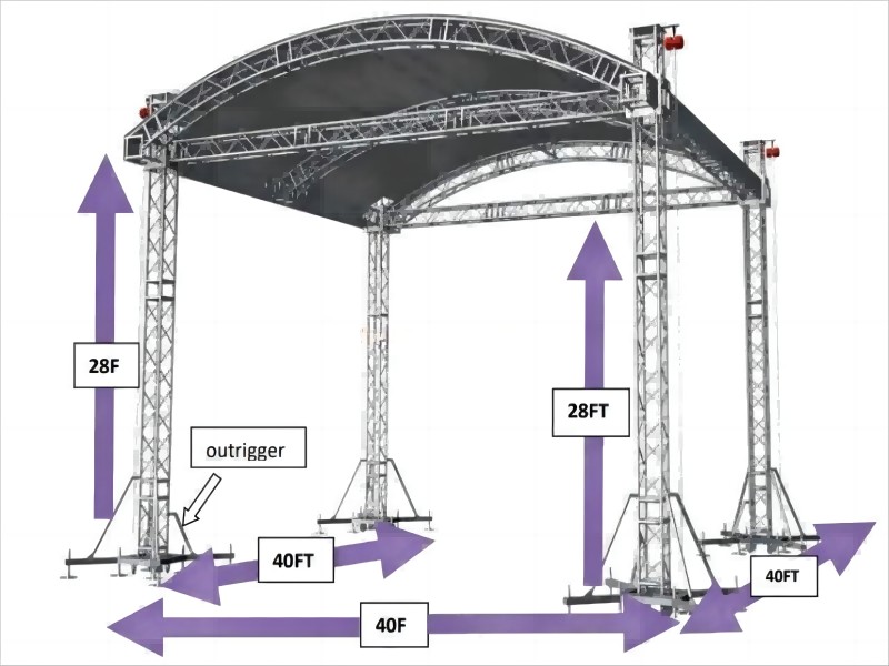 Curved Concert Stage Truss System 12x12x9m